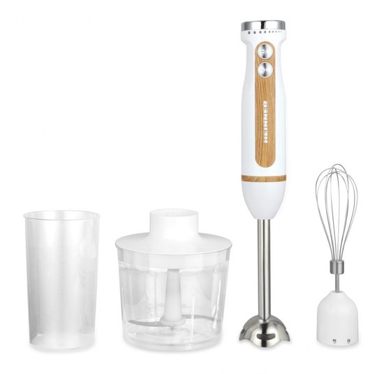 Heinner Bestmix Staafmixer Set - Variabele Snelheid + Turbo - RVS Gardes & Messen - 600W - Chroominzetstuk - Wit