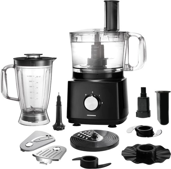 Heinner Foodprocessor met 1.2 liter Mengkom en 1.8 liter Blender - 750W - Keukenmachine Zwart