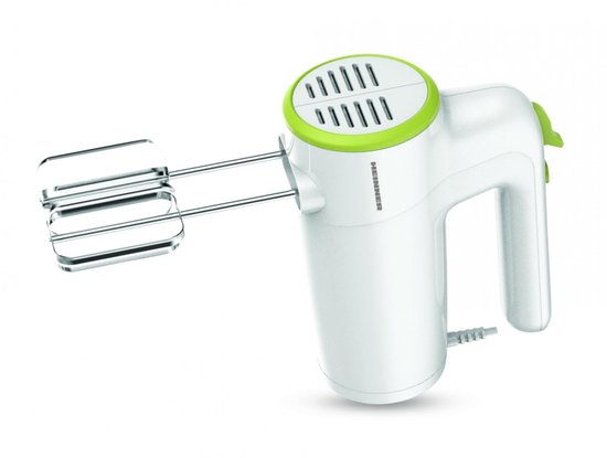 Heinner Handmixer – 300 W – 6 Snelheden + Turbo – RVS Kloppers & Deeghaken – Uitwerpknop – Wit/Groen