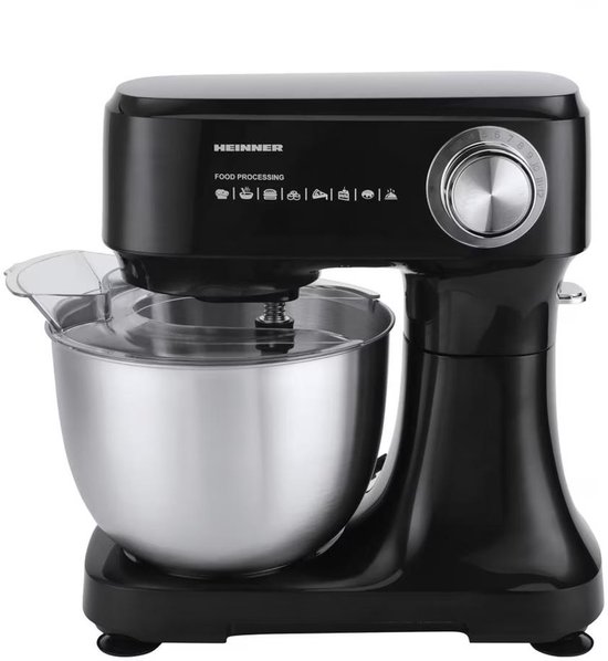 Heinner HPM-D750BK - Planetaire Mixer - 3,5 L - 600 W - 12 snelheden - RVS Mengkom - Pulsefunctie - Zwart van Heinner