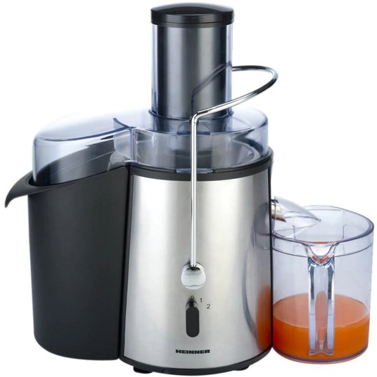 Heinner Sapcentrifuge – Elektrische Juicer van 1000 W – 2 Snelheden – Sapreservoir van 1 L – Pulpreservoir van 2 L – Uitneembare Vaatwasserbestendige Onderdelen – RVS