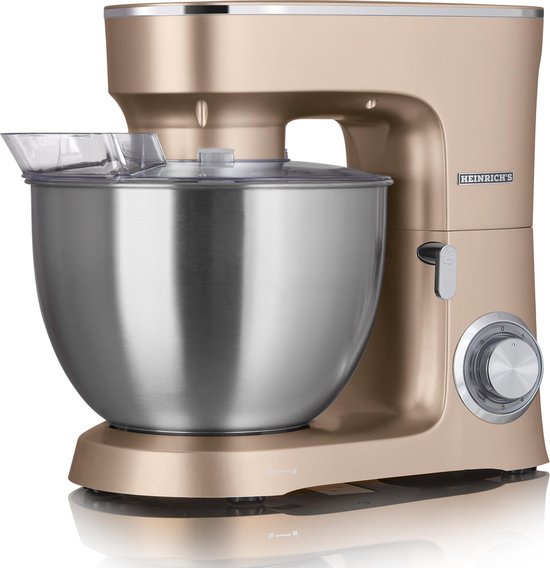 Heinrich´s HKM 8078 - keukenmachine - 1400 Watt - XXL - goudkleurig zijdeglans. van Heinrich's
