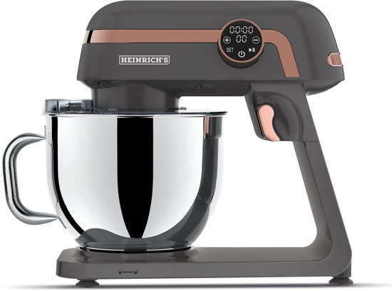 Heinrich's HKM 8079 Kneedmachine 1800 Watt - 7 liter - Met dubbele kneedhaak - Grijs van Heinrich's