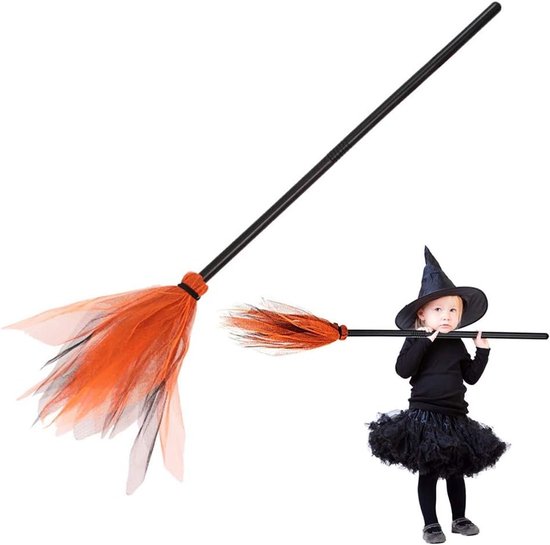 Heksenbezem voor Halloween, Perfect voor Kostuumfeest en Decoratie, Ideaal Accessoire voor Feestelijke Halloween Versiering van Merkloos