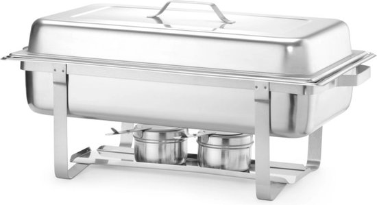 HENDI Chafing dish - Gastronorm 1/1 - Hoogglans deksel - Inclusief brandpastahouders - 9L - RVS