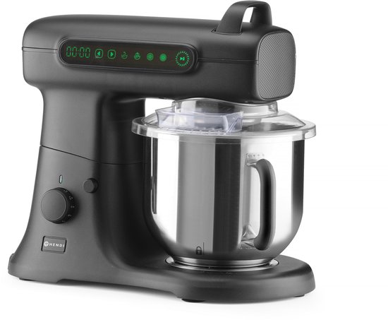 Hendi Planeermenger Blackbolt PRO Zwart 7L - Incl. RVS Garde, Spatel en Kneedhaak - Keukenmachine - 11 Snelheden - 800W van HENDI