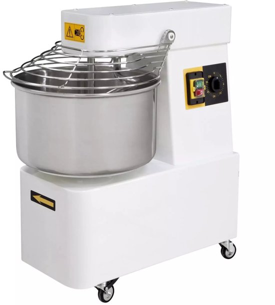 HENDI spiraalmixer - rvs 18/10 en koolstofstaal - vaste kom, 2 snelheden, 48 liter - 480x805x(h)850 mm - zilvergrijs - 128 kg/uur - bakkerij/pizzeria