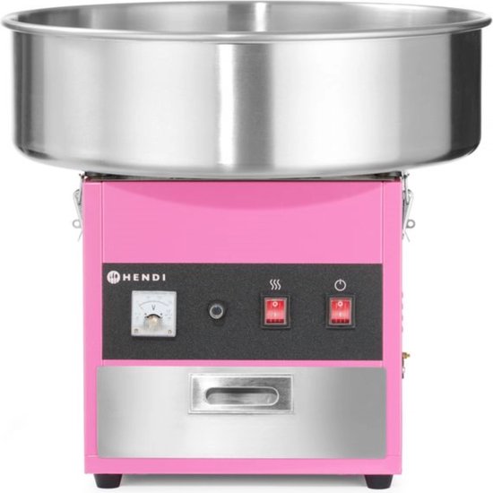 HENDI Suikerspinmachine – Roze – 230V/1200W – Met lade en voltmeter – 520x520x480 mm
