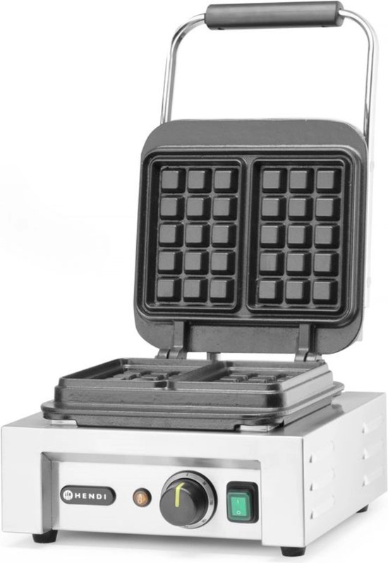 HENDI Wafelmaker - Brusselse wafels - Geëmailleerd gietijzer - Thermostaat - Geïsoleerde handgreep - Inclusief wafelvork van HENDI