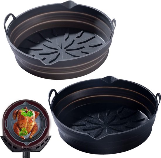 Herbruikbare Siliconen Air Fryer Liners - 2 Stuks, 7.9 Inch, Vervangbare Bakpan, Ideaal voor Gezond Koken en Bakken zonder Plakken