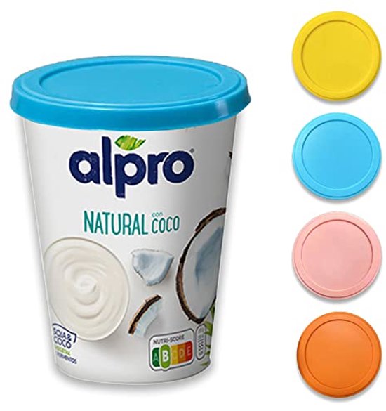 Herbruikbare Siliconen Deksels voor Yoghurtbekers - Set van 4