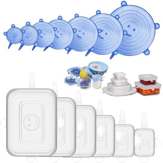 Herbruikbare Siliconen Dekselset in Verschillende Maten - Voedselveilige Containerdeksels - 12 Stuks van Merkloos