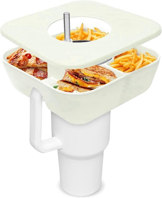 Herbruikbare Siliconen Snackring met Deksel voor Tumbler, Ideale Snack Bowl en Tray voor Thuis of Op Reis, Perfecte Accessoires voor Snackliefhebbers van Merkloos