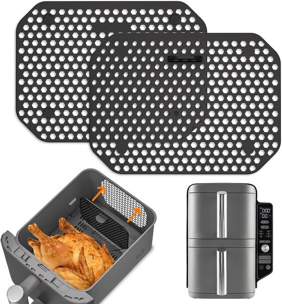 Herbruikbare Siliconen Spatbeschermers voor Dubbele Airfryer, Geschikt voor XL en SL300EU, Keukenaccessoires voor Gezond Koken