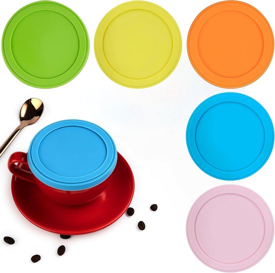 Herbruikbare Siliconen Yoghurtdeksels, 5 Stuks, Luchtdicht en Vaatwasserbestendig voor 500g Yoghurtbekers, Ideaal voor Versheid en Bewaring van Merkloos