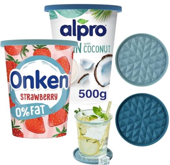 Herbruikbare Siliconen Yoghurtdeksels - Set van 2 - Omkeerbaar en Duurzaam van FÖRTROLIG