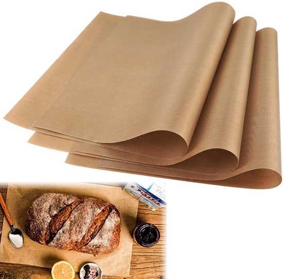 Herbruikbare Teflon bakplaten - 3 stuks, hittebestendig tot 260 graden, 40 x 30 cm, anti-aanbaklaag, snijbaar