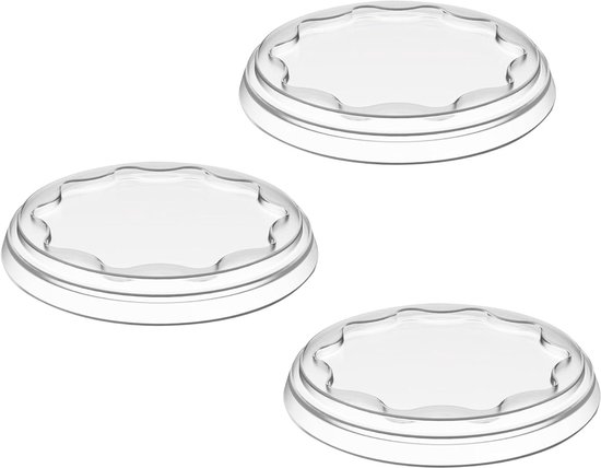 Herbruikbare Vershouddeksels - Afdekking Yoghurtbeker - Voedsel Langer Vers Houden - Lekvrije Sluiting - Set van 3 - Crystal Clear