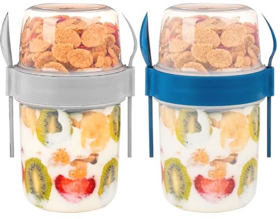 Herbruikbare yoghurtpotten en opslagcontainers 650 ml - Set van 2 voor ontbijt, snacks en fruit van Merkloos