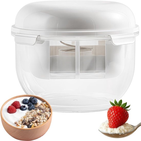 Herbruikbare Yoghurtzeef voor Yoghurtmakers - Transparante Container met Fijnmazig Filter en Grote Capaciteit voor Keuken Gereedschap en Kaasbereiding