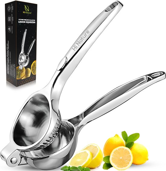 HI NATURE™ Robuuste Kwaliteit Citroenpers | Limoenpers - Handmatige Citroenpers - Lemon squeezer - Citrusknijper - Fruitpers - Sinaasappelpers | Zilver van Hi Nature