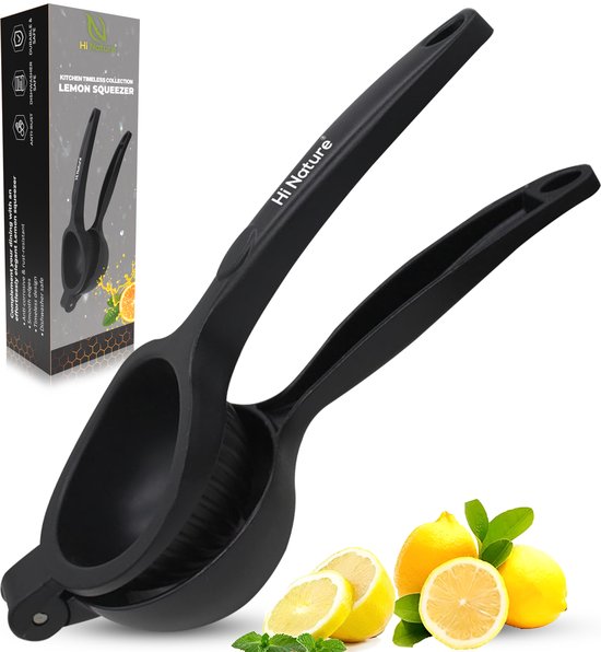 HI NATURE™ Robuuste Kwaliteit Citroenpers | Limoenpers - Handmatige Citroenpers - Lemon squeezer - Citrusknijper - Fruitpers - Sinaasappelpers | Zwart van Merkloos