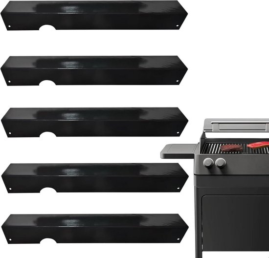 Hitte Deflector - Grill Platen - Buiten Koken - Gelijkmatige Warmte - 46x16x16 cm - Zwart