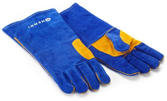 Hittebestendige handschoenen, leer, HENDI, Blauw, 2 st., (L)410mm