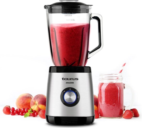 Hoge Vermogen Blender met 1300W, 1,5L Glazen Kom en Roestvrijstalen Messen - Ideaal voor IJs en Bevroren Voedsel van Merkloos