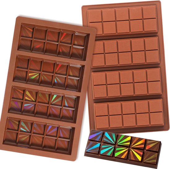 Holografische Chocoladevormen van Silicoon - Set van 2 - Perfect voor Creatieve Chocoladecreaties en Desserts van Merkloos