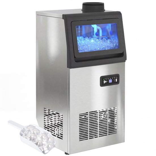 HOMCOM Commerciële Ice Maker-Roestvrij staal-35L x 33,5B x 71,5H cm-Zilver