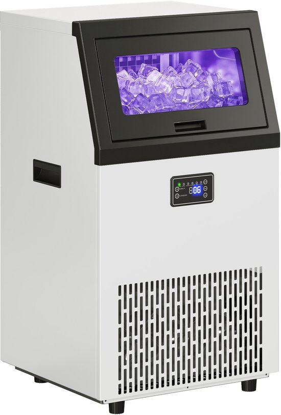HOMCOM Commerciële IJsblokjesmachine-Roestvrij staal-45L x 40,9B x 80,4H cm-Zilver