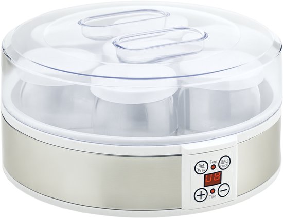 HOMCOM Yoghurtmaker Roestvrij staal, Kunststof 24L x 24B x 13H cm Wit