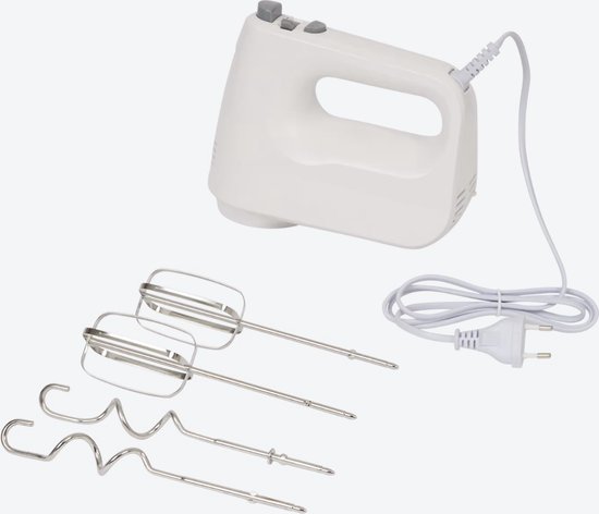 Home Essentials Handmixer, 250 watt, 6 Snelheden,Inclusief Deeghaken en Kloppers,Met Extra Lang Snoer van Home Essentials