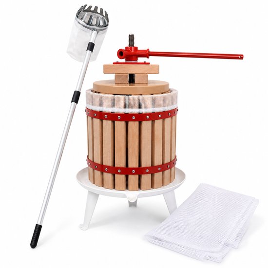 HOME It® Fruitpers Set 12L + Telescopische Fruitplukker 150-260 cm & Gratis Sapzak - Voor Sap & Cider