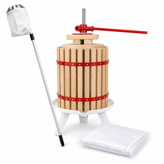 HOME It® Fruitpers Set 18L - Eikenhout - Telescopische Fruitplukker 150-260 cm & Gratis Sapzak - Voor Sap & Cider van home-it