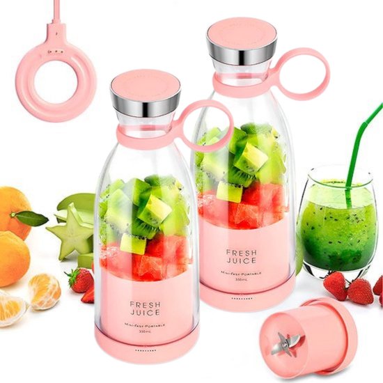 Home & Marker - 2 Stuks - Blender To Go - Draagbare Blender - Mini Blender - Roze - JUCIFY