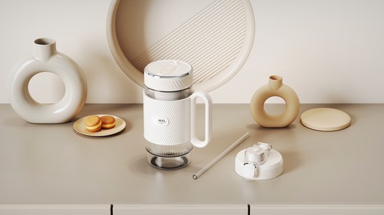 Home Vibes® Blender Smoothie - Draagbare Blender To Go - 500ML Mini Blender - 80W - Smoothie Maker - 2 Opzetstukken - Met Rietje - Ivoor Wit