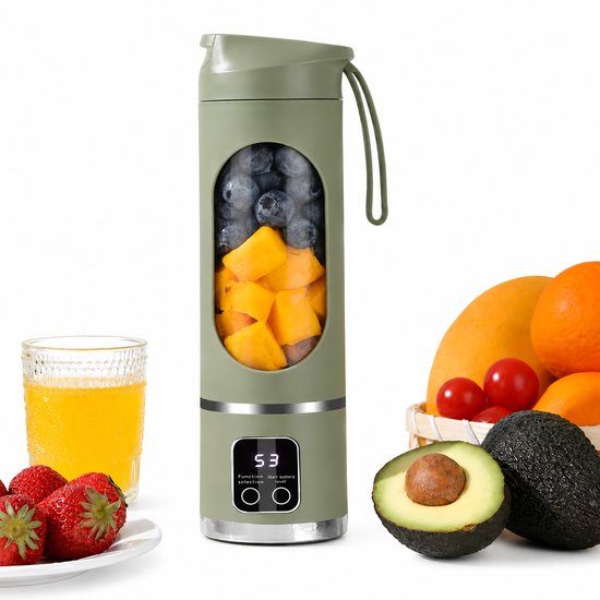 HomeGoodies - Smoothie maker - Blender - Mixer - Blender to go - 450 ml - Groen - Draagbare mini mixer -Draadloos - USB oplaadbaar