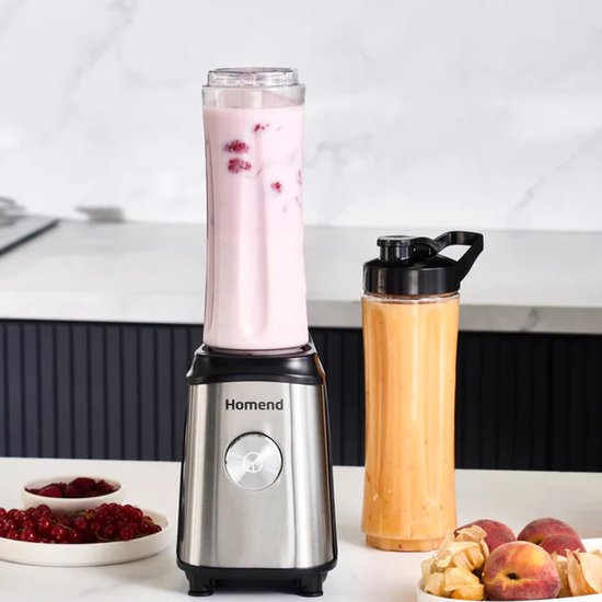 Homend MixFresh 7010EU Smoothie blender – 350W – 2x 600 ml BPA-vrije Flessen – RVS – Inox