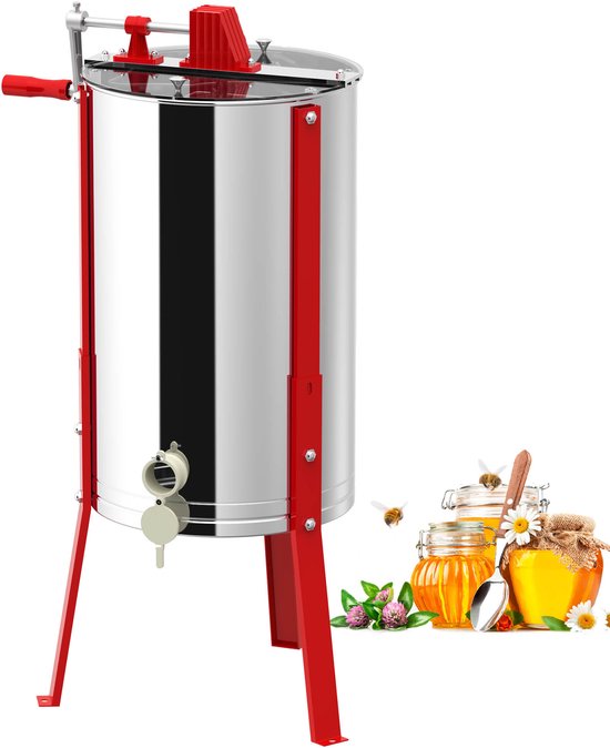 Honing Extractor – Handmatige Honingslinger – 2 Ramen – RVS Honigextractor – Voor Bijenkorven 45x26 cm – Compact & Duurzaam van Merkloos