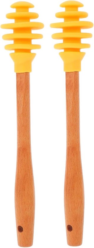 Honing Roerstaafjes - Honingdippers Roerhulp - Drankjes Roeren - Stevig Hout Siliconen - 16.5 cm - Diverse kleuren van Merkloos