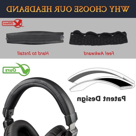 Hoofdbandhoes voor Audio Technica ATH MSR7, MSR7NC, DSR7BT - Vervangende Hoofdband Kussen en Reparatieonderdeel voor Hoofdtelefoons
