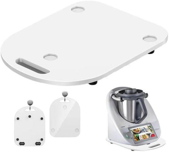 Hoogwaardige schuifmengplaat geschikt voor Thermomix TM6/TM5, snel bewegende rolmengplaat met wielen, helderwit. van Miximizer