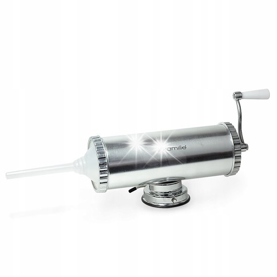 Horizontale worstvuller RVS 2.5kg met zuignap en 3 vul trechters