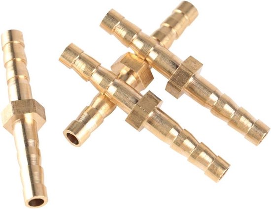 Hose Barb Tail Reducer Set van 4 Stuks, 4-4mm Messing Verbindingsstukken voor Slangen, Koppelingen en Fittingen