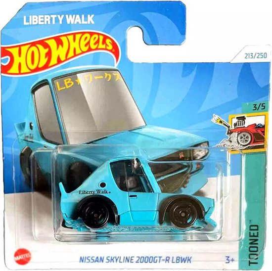 HOT WHEELS NISSAN SKYLINE 2000GT-R LBWK SKY BLEU 213/250 1:64 HW TOONED 3/5 LIBERTY WALK van Hot Wheels