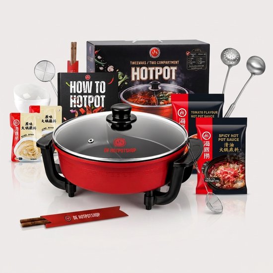 Hotpot Box Compleet voor 2 Personen – Inclusief Hotpot, Servies, Bouillon & Accessoires – Complete Hotpot Set