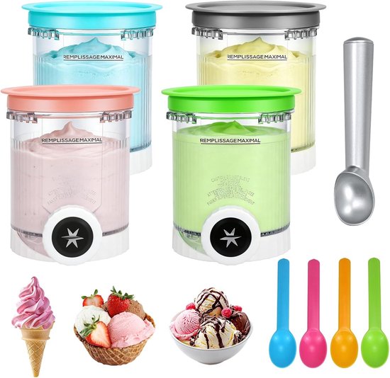 Houder voor 480 ml Softijsmachine Tubs, BPA-vrij en Vaatwasmachinebestendig, Geschikt voor IJsbereiding en Creatieve Desserts