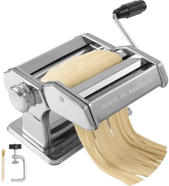 House of Balance Pastamaker - Pasta Machine - 9 Standen en Diktes - RVS - Handmatig - Premium Design - Spaghetti Macaroni Ravioli Lasagne Dumplings Noodles van House of Balance